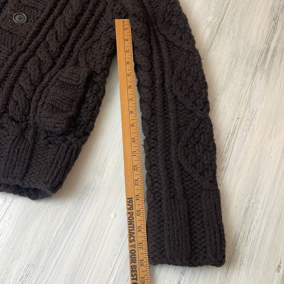 Ezra Fitch Vintage Heavy Hand Knit 100% Wool Mens Small Brown Sweater - Picture 7 of 13